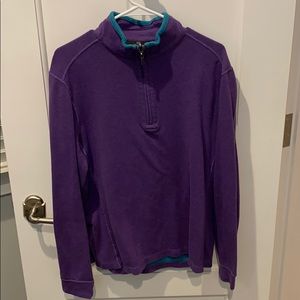 Mens Bugatchi Purple 1/4 Zip Cotton Sweater
